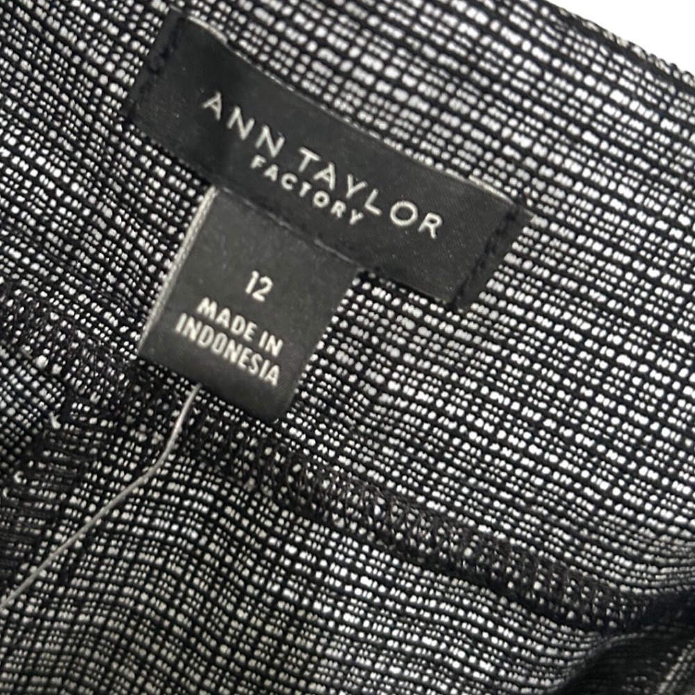 Ann Taylor Factory Cuffed Ankle Pants Black White Check Trousers Size 12 NWT